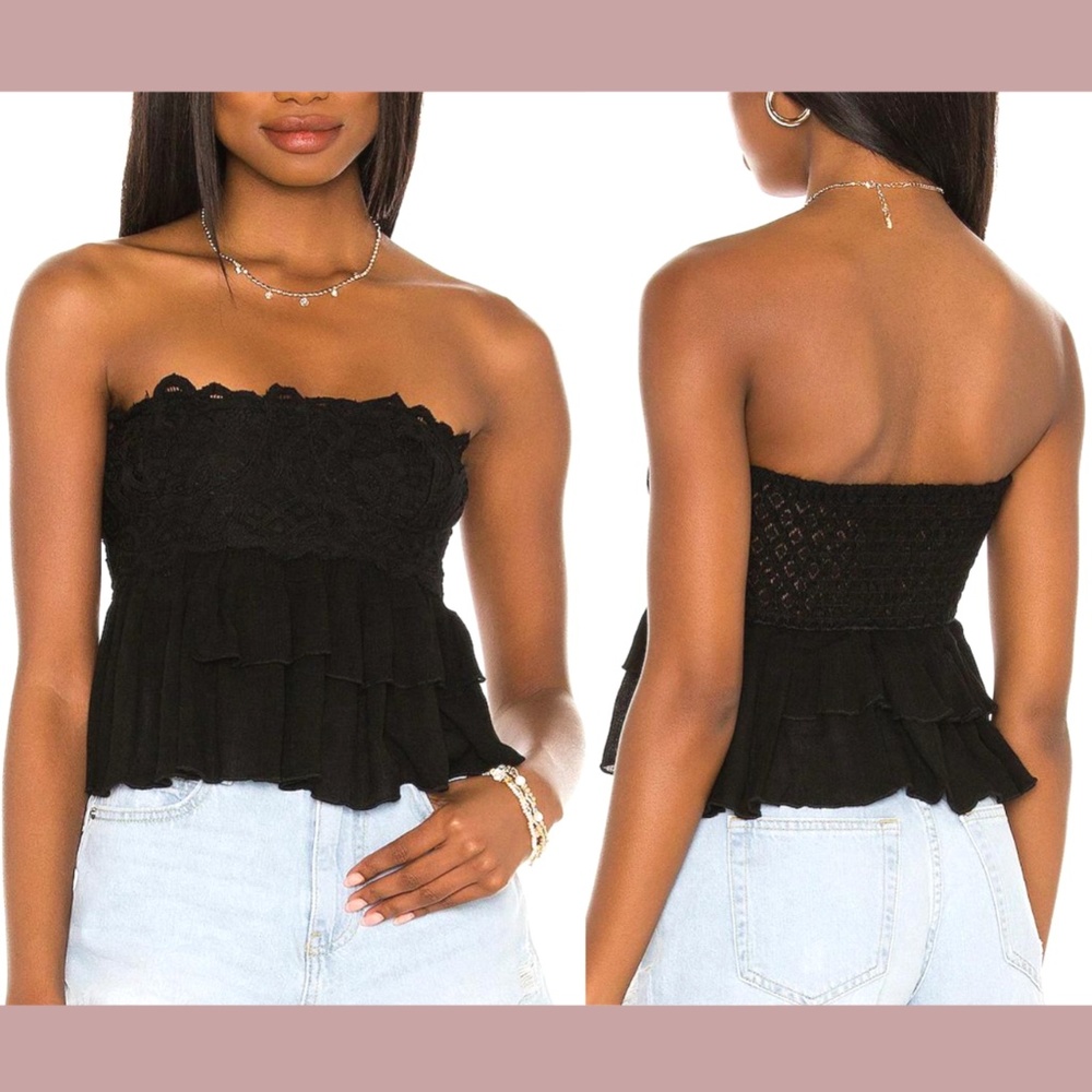 NWT $68 Free People Intimately [ Medium ]‎ Adella Strapless Camisole Black